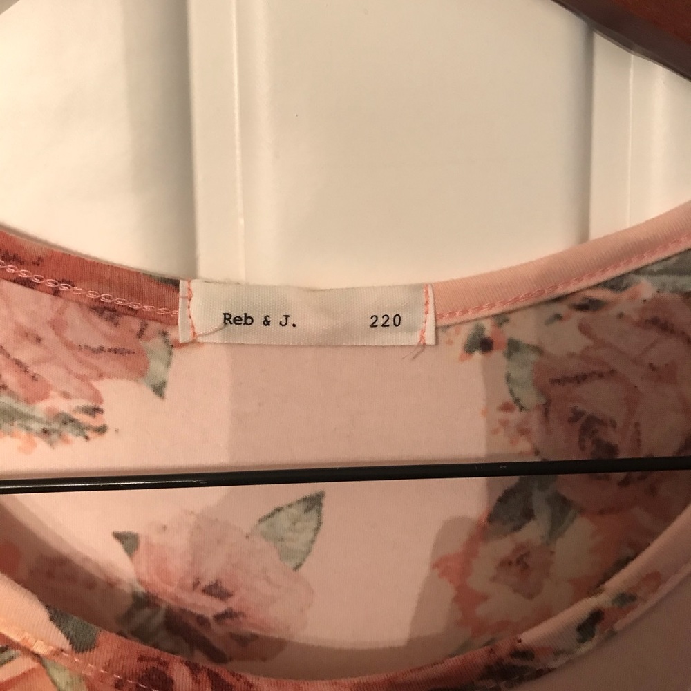 REB & J. PINK W/ FLOWERS MIDI DRESS W/ POCKETS